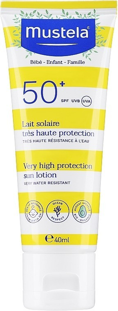 Balsam przeciwsłoneczny Mustela Baby Very High Protection Sun Lotion SPF50+ 40 ml (3504105036768 / 3504105026202) - obraz 1