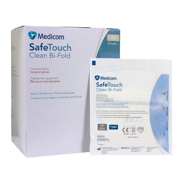 Перчатки латексные неопудренные Medicom Clean Bi-Fold Стерильные 6.0 - изображение 1