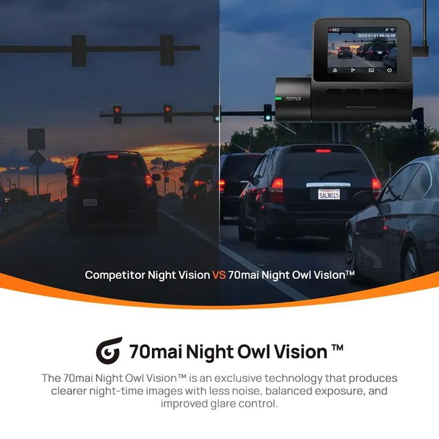 Автомобільний відеореєстратор комплект Xiaomi 70mai Dash Cam A200 Global + задняя камера Rear Cam RC11 (керування зі смартфону) - зображення 10