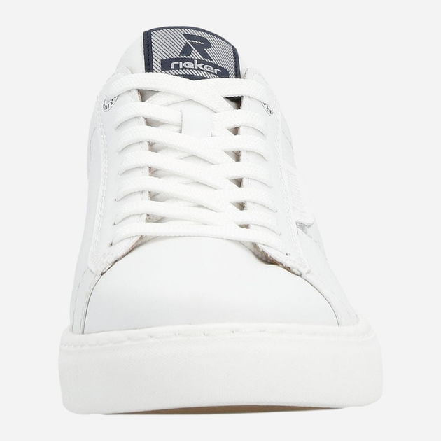 Sneakersy męskie skórzane do kostki RIEKER revu0704-80 43 Białe (4061811779413) - obraz 5