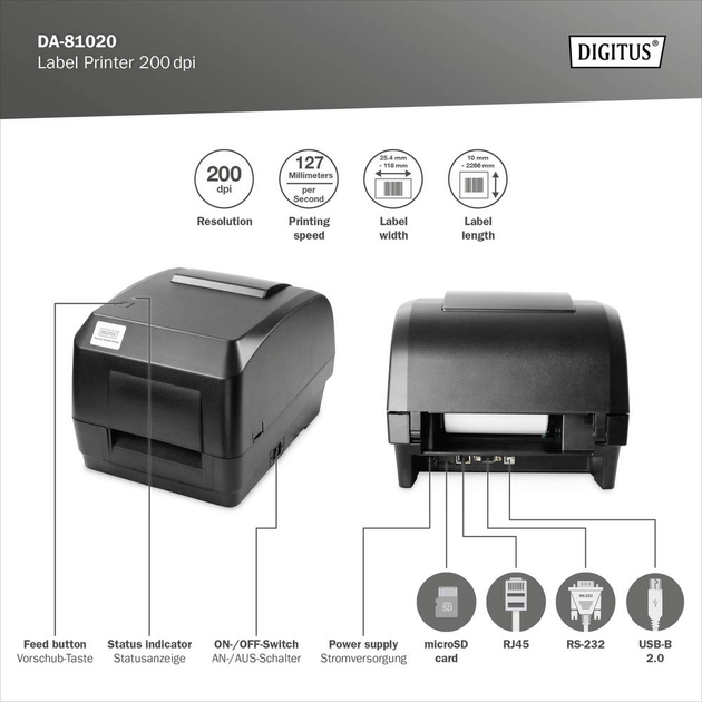 Drukarka etykiet Digitus DA-81020 - obraz 5