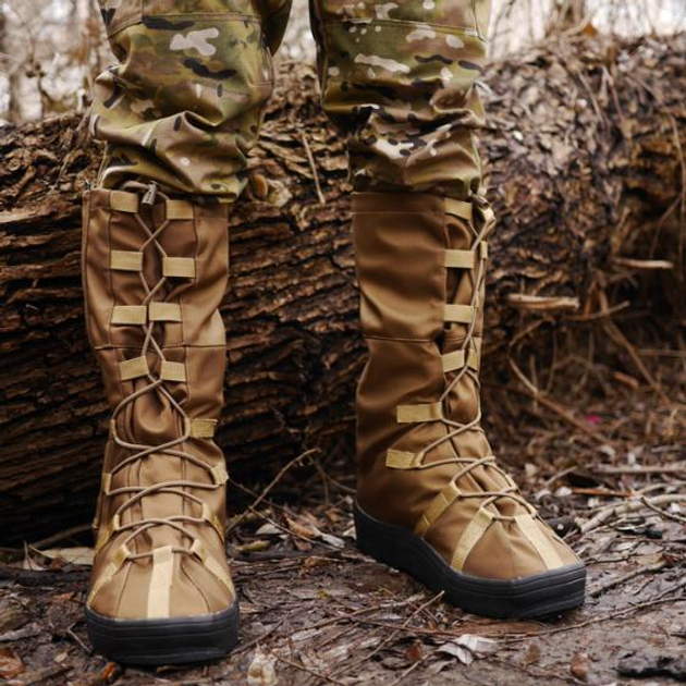 Тактические военные водоталкивающие бахилы для защиты от дождя гамаши на обувь Койот M (39-41 размер) - изображение 1