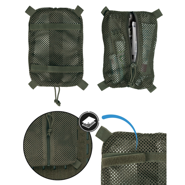 Подсумок универсальный сетчастый Sturm Mil-Tec® Mesh Bag with Velcro S Olive (16003501-S) - изображение 2