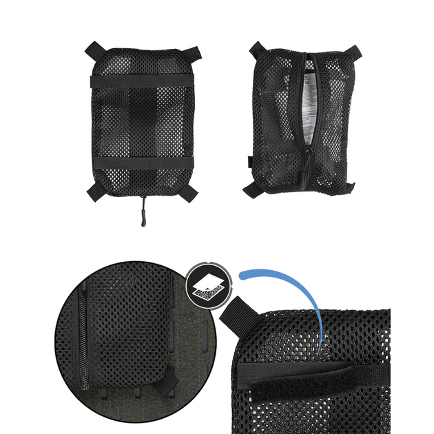 Подсумок универсальный сетчастый Sturm Mil-Tec® Mesh Bag with Velcro L Black (16003502-L) - изображение 2