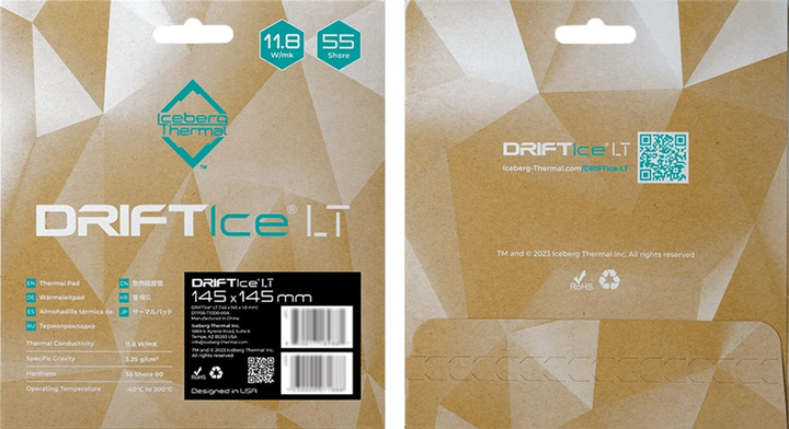 Термопрокладка Iceberg Thermal DRIFTIce LT Thermal Pad 145x145x1.0 мм (DTP05-T10D0-00A) - изображение 5