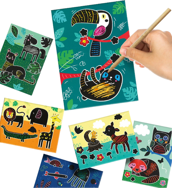 Набір для творчого малювання Ses Creative Scratch art animals 6 шт (8710341146221) - зображення 2