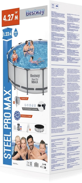 Каркасний басейн Bestway Steel Pro Max 5 в 1 з аксесуарами 427 x 122 см (6941607327517) - зображення 8