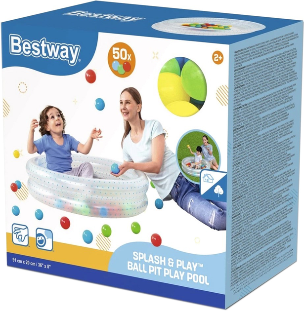 Надувний басейн для дітей Bestway 2 in 1 з м'ячиками 91 x 20 см Блакитний (5903864940619) - зображення 8