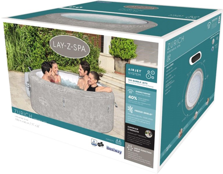 Nadmuchiwany basen Bestway Lay-Z-Spa AirJet Spa 180 x 66 sm (6941607305270) - obraz 11