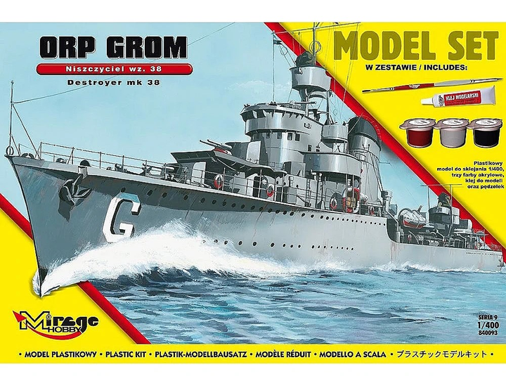 Model do składania Mirage Hobby Model ORP Grom skala 1:400 (5901463840934) - obraz 1