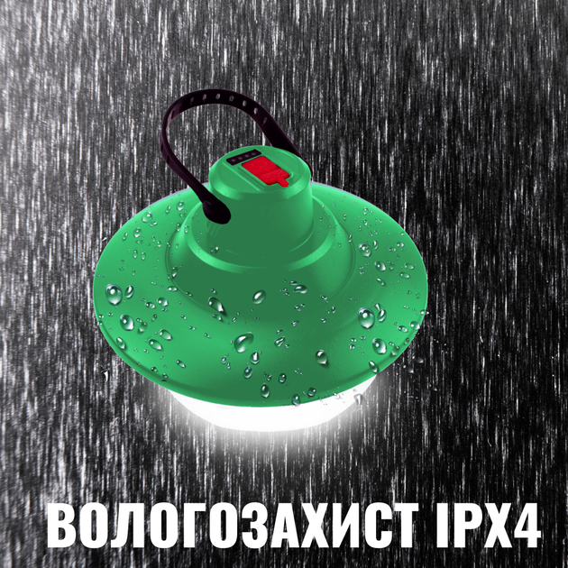 Акумуляторний LED світильник підвісний Andowl Q-D009X1 10W прожектор вологозахисний кемпінговий з акумулятором (Зелений) - зображення 4