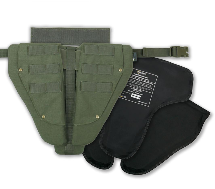 Універсальна сумка-захист паху (напашник) потрійний з балістичним пакетом 1 клас захисту Militex cordura Хакі - зображення 1