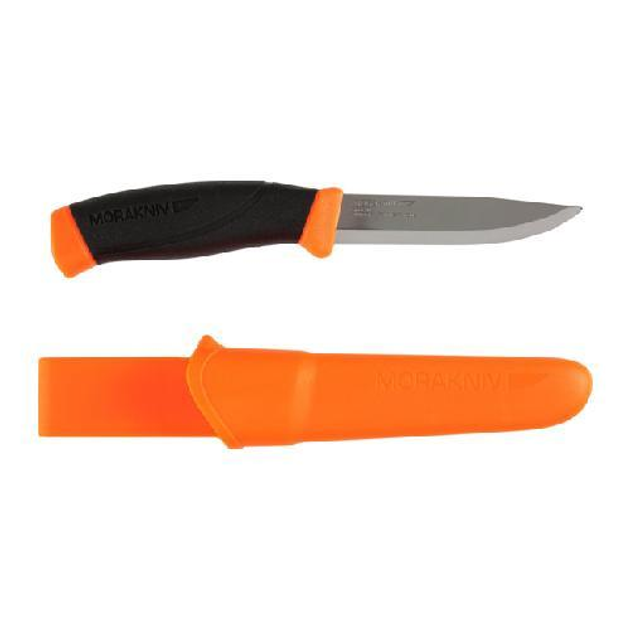 Туристический нож Morakniv Companion F Orange нержавейка (клинок 104мм, нож 220мм, 116г, ножны, оранжевый) - изображение 1
