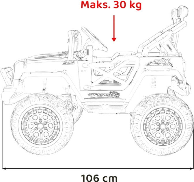 Samochód elektryczny dla dzieci Ramiz Jeep Off Road Speed Czarny (5903864940398) - obraz 3