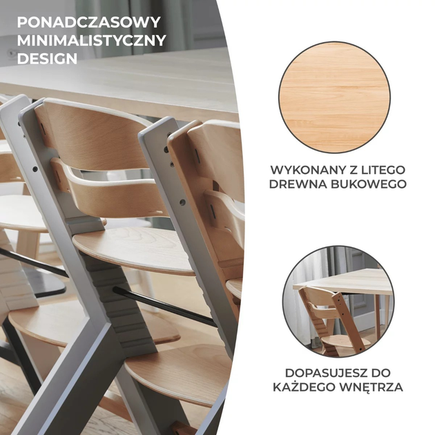 Krzesełko do karmienia Kinderkraft Enock Gray Wood KKKENOCGRY0000 (5902533915095) - obraz 12