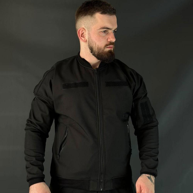 Бомбер Softshell на микрофлисе черный размер M - изображение 1