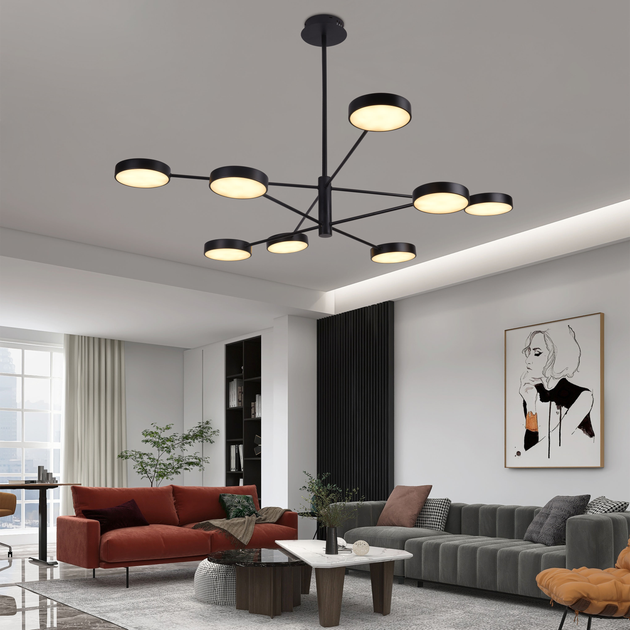 Стельова люстра з пультом керування ПК Miorro MR827-8 Fiori 92W 4176lm 2700-6000K Black (51-313-003) - зображення 5