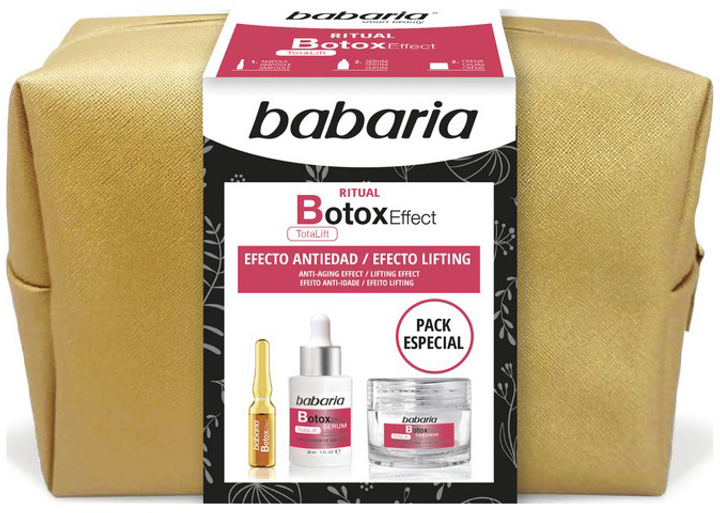 Zestaw do pielęgnacji twarzy Babaria Botox Effect Serum 30 ml + Krem 50 ml + Ampułka 5 x 2 ml + Kosmetyczka (8410412551878) - obraz 1