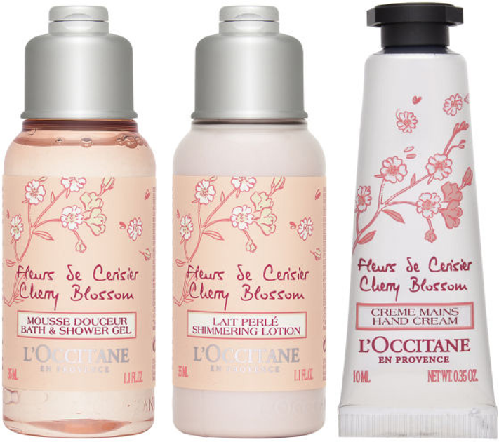 Набір косметики для догляду L'Occitane En Provence Cherry Blossom Гель для душу 35 мл + Лосьйон для тіла 35 мл + Крем для рук 10 мл (3253581766514) - зображення 2