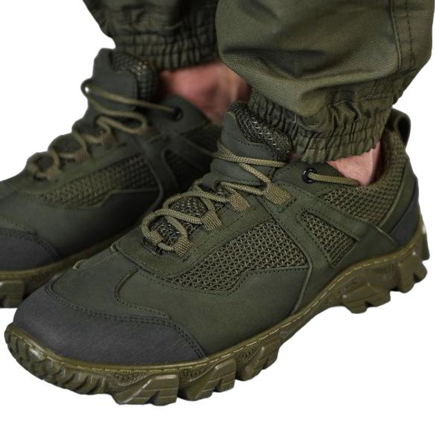 Тактические кроссовки летние Energy ВТ6761 хаки олива кожаные сетка прошитые 42 - изображение 1