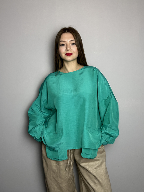 Рубашка женская зеленая с карманами Modna KAZKA MKKC9025-2 onesize от ...