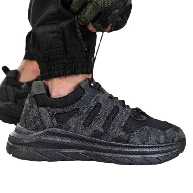 Тактичні кросівки літні Ronin ВТ6768 чорні шкіряні сітка 45 - зображення 2