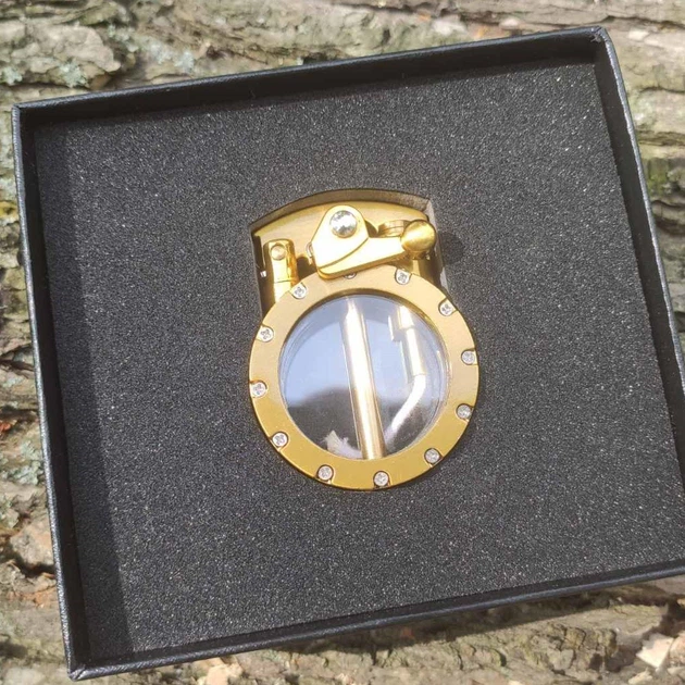 Зажигалка бензиновая Lighter BS-HP929 Retro Bagel Riveted Gold в