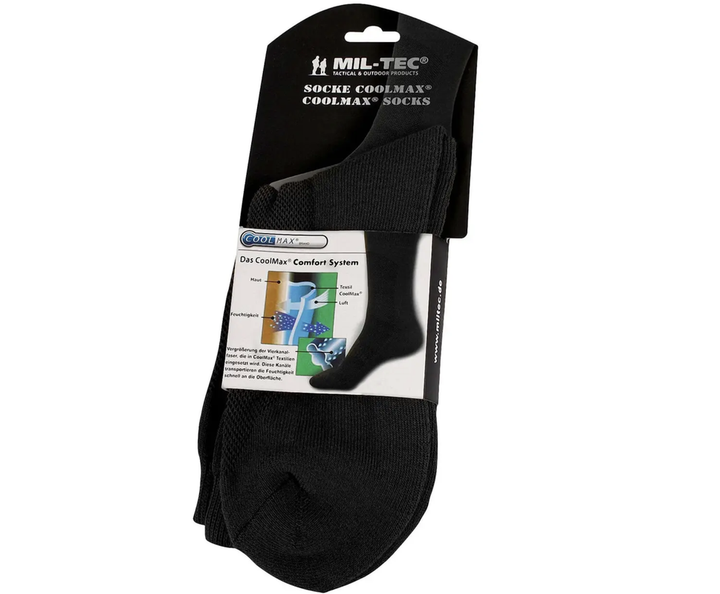 Шкарпетки тактичні армійські Mil-Tec 42-43р. Кулмакс (3 seasons) Чорні SOCKE COOLMAX SCHWARZ (13012002-003-42-43) - зображення 3