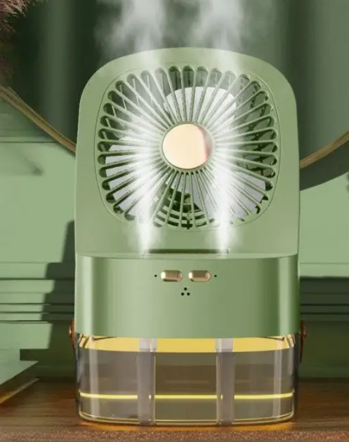 Маленький вентилятор с увлажнителем и пультом управления Small fan AND LY-605 зеленый - изображение 4