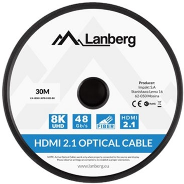 Kabel Lanberg HDMI - HDMI 30 m Black (CA-HDMI-30FB-0300-BK) - obraz 4