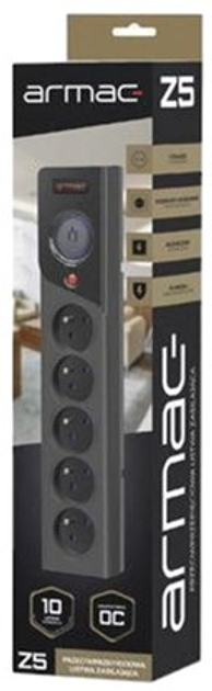 Мережевий фільтр Armac Z5 230V PL 10A 5 розеток 5 м Black (5904722196773) - зображення 5