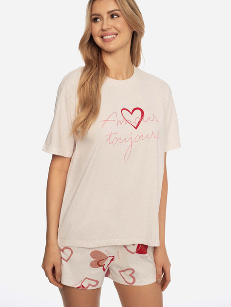 Піжама (футболка + шорти) жіноча бавовняна Henderson 41309-30X L Бежева (5903972247808) - зображення 1