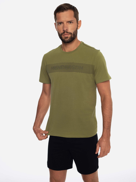 Піжама (футболка + шорти) чоловіча бавовняна Henderson 41282-77X M Хакі/Чорний (5903972249352) - зображення 1