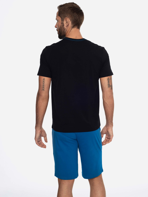 Піжама (футболка + шорти) чоловіча бавовняна Henderson 41292-99X M Чорний/Синій (5903972248942) - зображення 2