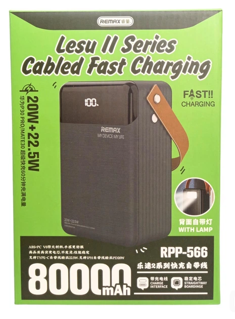 Power Bank 80000 mAh 22,5 W Remax RPP-566 реальна ємність швидке
