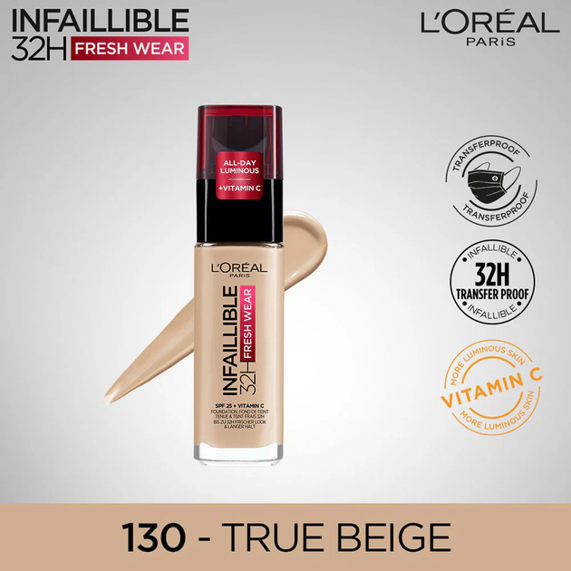 Тональний крем для обличчя L'Oreal Paris Infaillible 130 True Beige 30 мл (3600523614417) - зображення 3