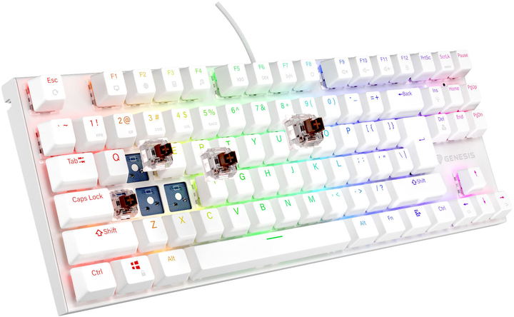 Клавіатура дротова Genesis Thor 303 TKL RGB Outemu Brown White (NKG-1861) - зображення 5
