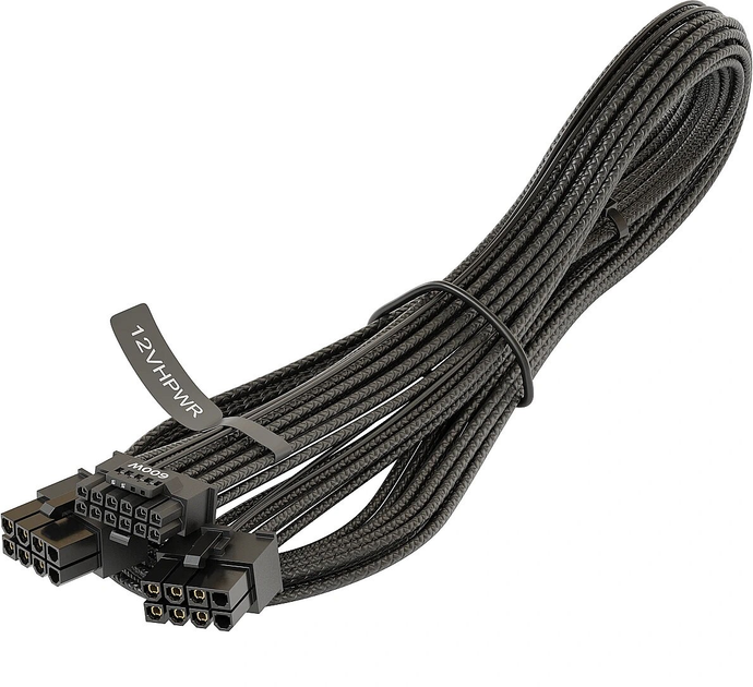 Kabel Seasonic ATX 12+4 pin - ATX 8 pin 0.75 m Black (SS2X8P-12VHPWR-600/B) - obraz 1