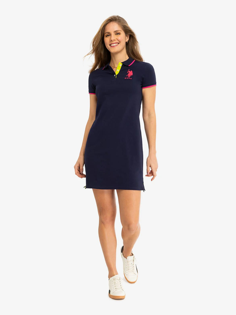 Акція на Сукня-футболка коротка літня жіноча U.S.Polo Assn 215928-ZH00A(EVENING BLUE) L Синя від Rozetka