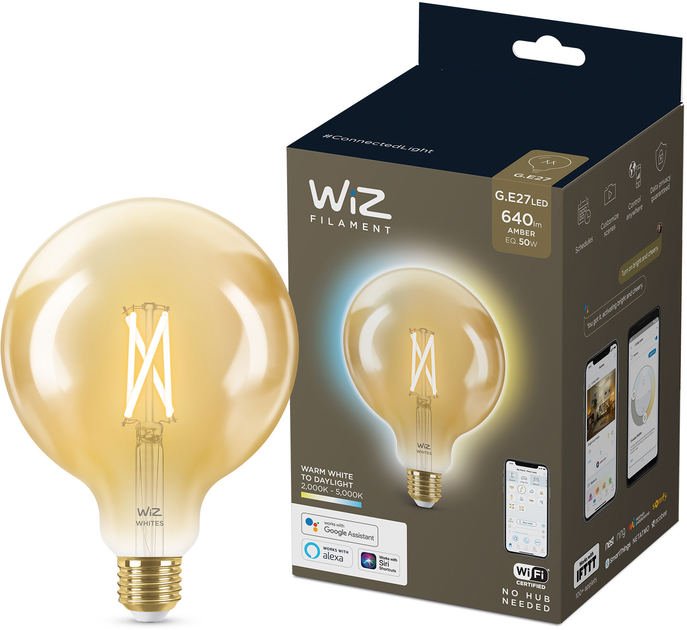 Żarówka LED WiZ Amber Globe 7W 5000K 230V E27 Yellow Kula (8718699786717) - obraz 2