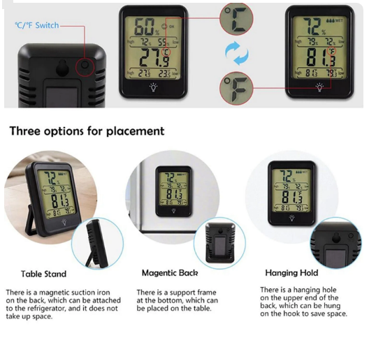 Цифровой климатический термогигрометр Indoor Thermometer с подсветкой термометр гигрометр - изображение 4