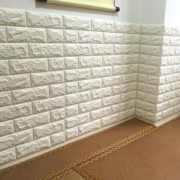 Самоклеющаяся 3D панель под кирпич Белая 700x770x3мм - изображение 7