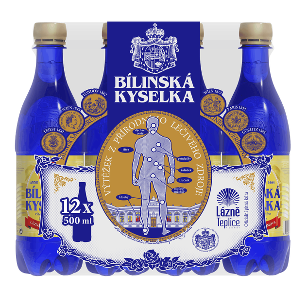 Упаковка лечебной минеральной воды Билинска Киселка (BILINSKA KYSELKA) BHMW 0.5 л x 12 шт - изображение 2