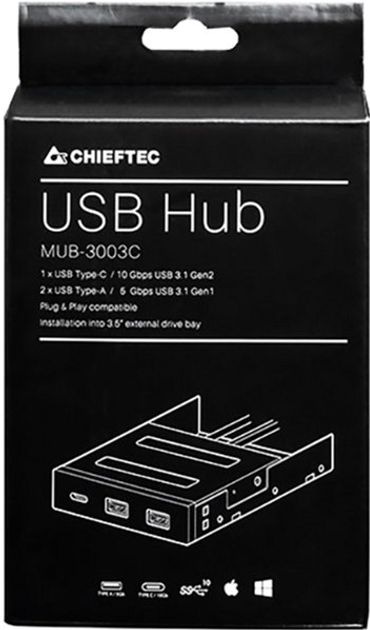 Hub USB Chieftec MUB-3003C do 3.5", 2xUSB3.1 Gen.1, 1xUSB3.1 Gen.2 Type-C (MUB-3003C-Chieftec) - obraz 6