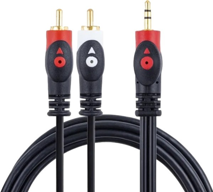 Kabel Libox 3.5 mm (mini-jack) - 2x RCA M/M 3 m Black (KAB-POŁ-0043) - obraz 1