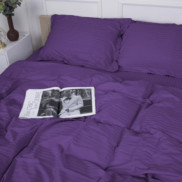 Акція на Простирадло MirSon Satin Stripe 30-0009 Purple 200х220 см від Rozetka