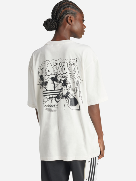 T-shirt damski oversize adidas Graffiti IS2845 L Biały (4066766007475) - obraz 2