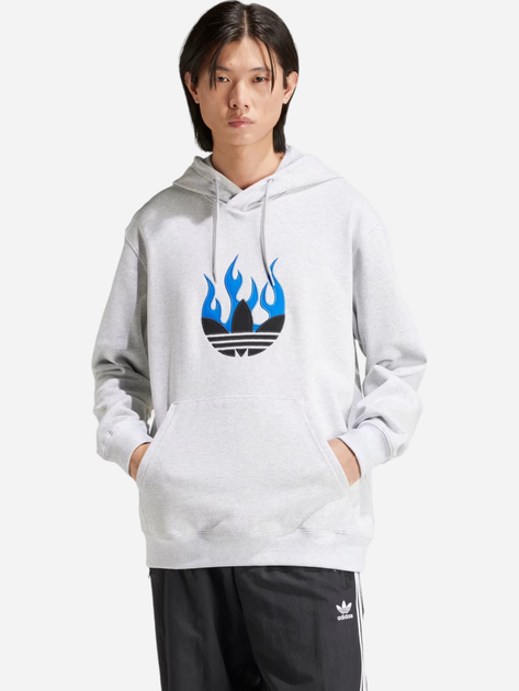 Bluza męska z kapturem oversize adidas Flames Logo IS2947 S Szara (4066757223075) - obraz 1