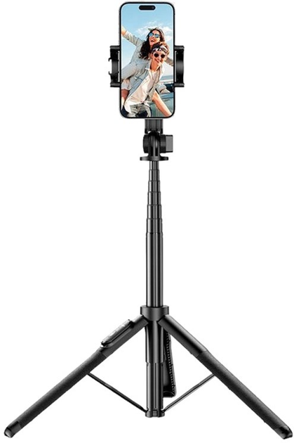 Selfie stick Ugreen tripod z pilotem Bluetooth 15062 Black (6941876210626) - obraz 1