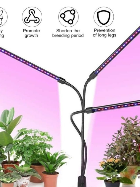 Ультрафиолетовая лампа для растений j22wl-03 LED LIGHT Полный спектр 3 головы LED - изображение 3